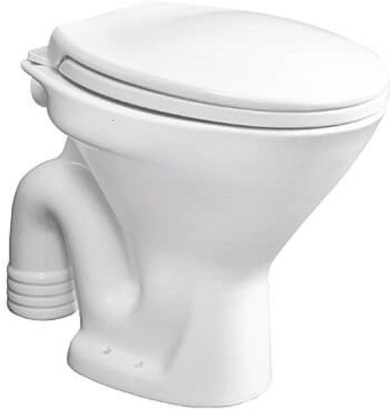 Bherunath Floor Mount Commode Ceramic Floor Mount Western Toilet/Commode/Water Closet/European Commode With OUTLET Is From WALL Hard Close Sea Cover 47 X 36 X 41 cm (White Glossy Finish) for Bathrooms (S Trap) Western Commode  (White)