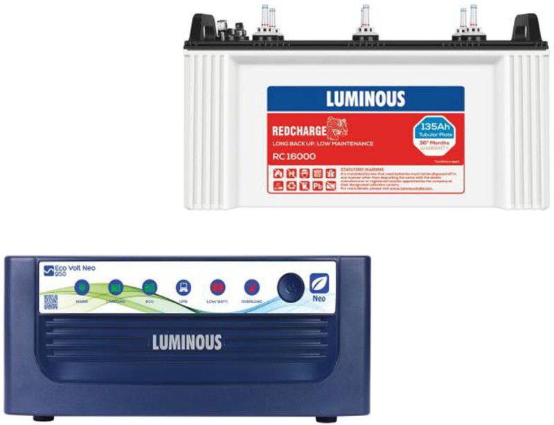 LUMINOUS RC 16000 +Eco Volt Neo 950 Tubular Inverter Battery  (135Ah)