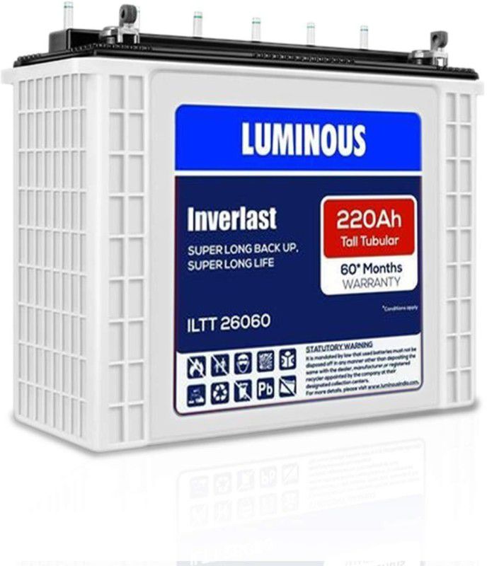 LUMINOUS Inverlast ILTT26060 220 Ampere per Hours(Ah) Tall Tubular Battery Tubular Inverter Battery  (220Ah)