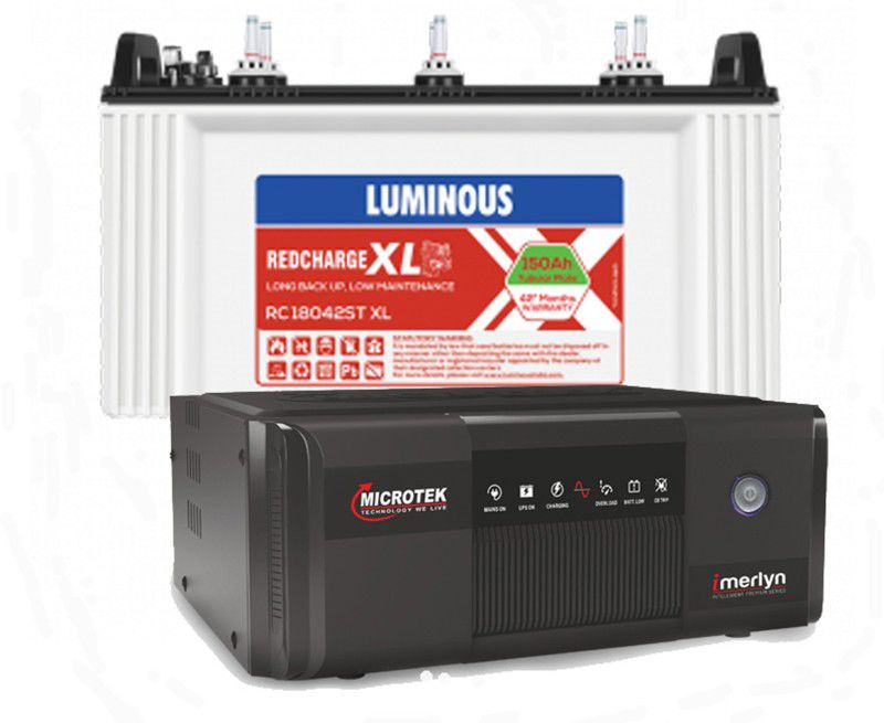 LUMINOUS RC 18042ST XL+Microtek iMERLYN Pure Sinewave UPS Model 1050 Tubular Inverter Battery  (150 AH)