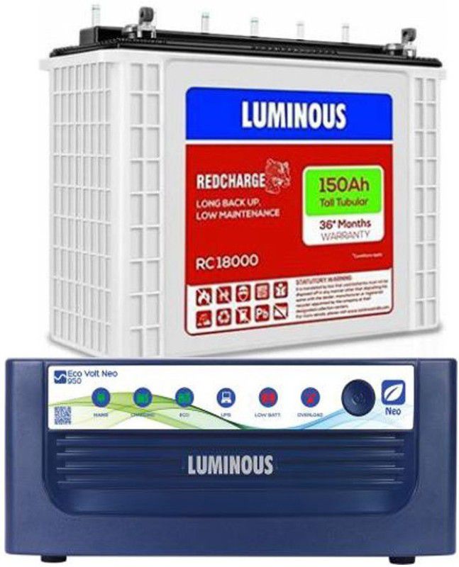 LUMINOUS Eco Volt Neo 950 + RC18000 Tubular Inverter Battery  (150AH)
