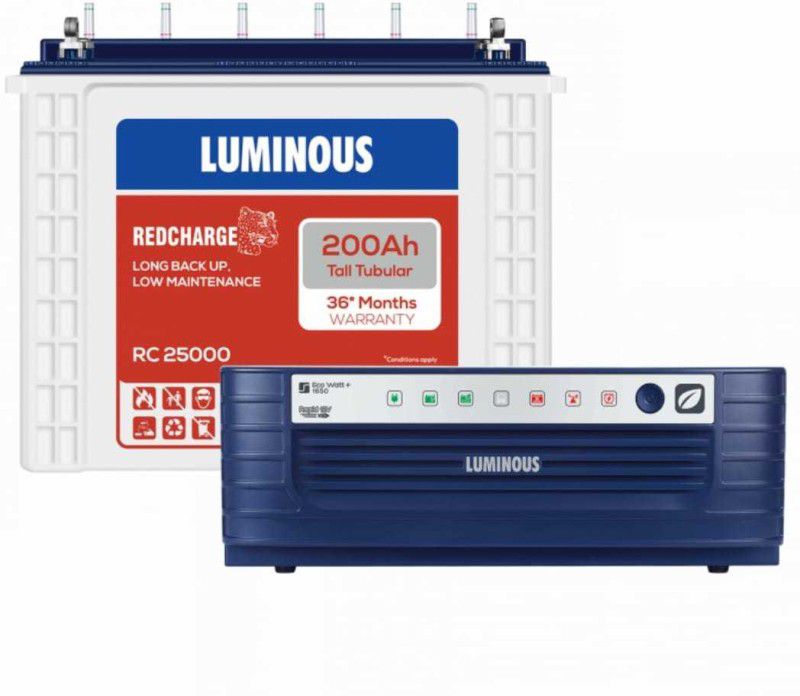 LUMINOUS ECO WATT XL 1650 Rapid 12V Inverter with RC25000 Tubular Inverter Battery  (200AH)