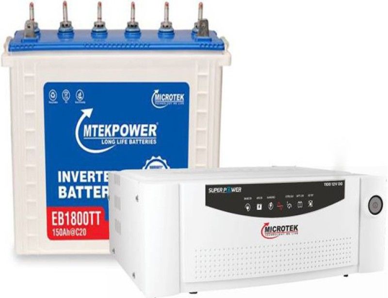 MTEK POWER EB1800TT+Microtek Super power Sine Wave 1100 Tubular Inverter Battery  (150 AH)