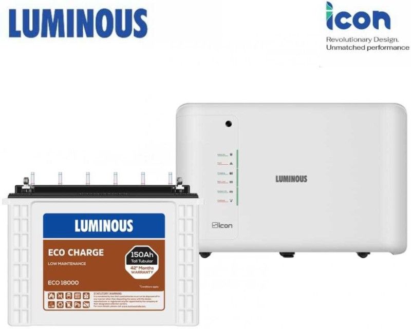 LUMINOUS ECO 18000 with ICON 1100 Pure Sine Wave Inverter Tubular Inverter Battery  (150ah)