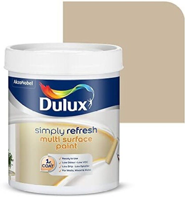 Dulux Simply Refresh DIY Multi Surface Paint Washable Coat, Low Drip Splatter Basic Khaki Emulsion Wall Paint  (1 L)