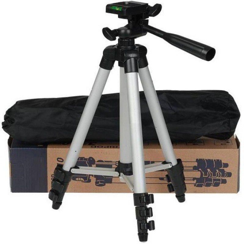 techdeal 3110 A Tripod Stand With 3-way Head Light Weight Digital Camera Tripod Tripod  (Silver, Supports Up to 1500 g)