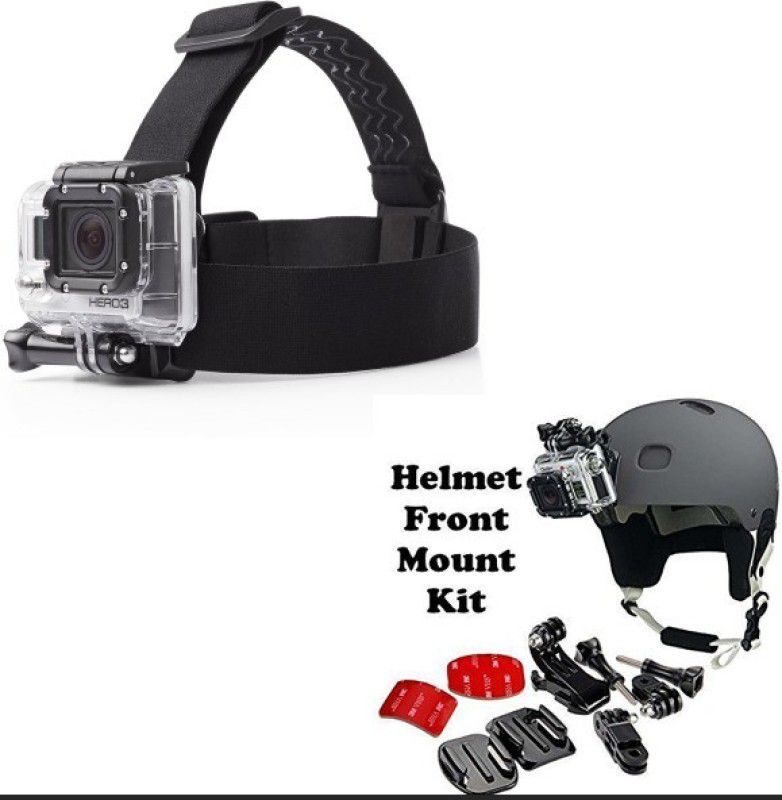 quikprof Adjustable Head Strap And Helmet Front mountkit for Gopro hero 4/3/2/1 /SJCAM/ Strap  (Black)