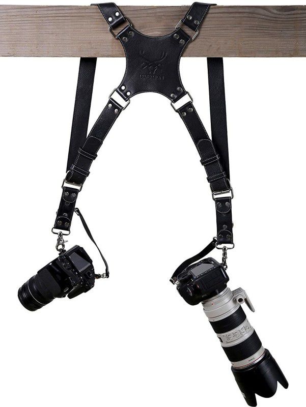 Ledereign Leather Dual Mount Shoulder Camera Belt Strap  (Black)