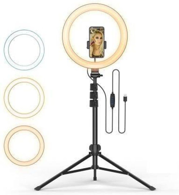 MJDCNC 12" inch LED Ring Light with 7 Ft Tripod Stand Combo and Phone Holder Ring Flash  (White)