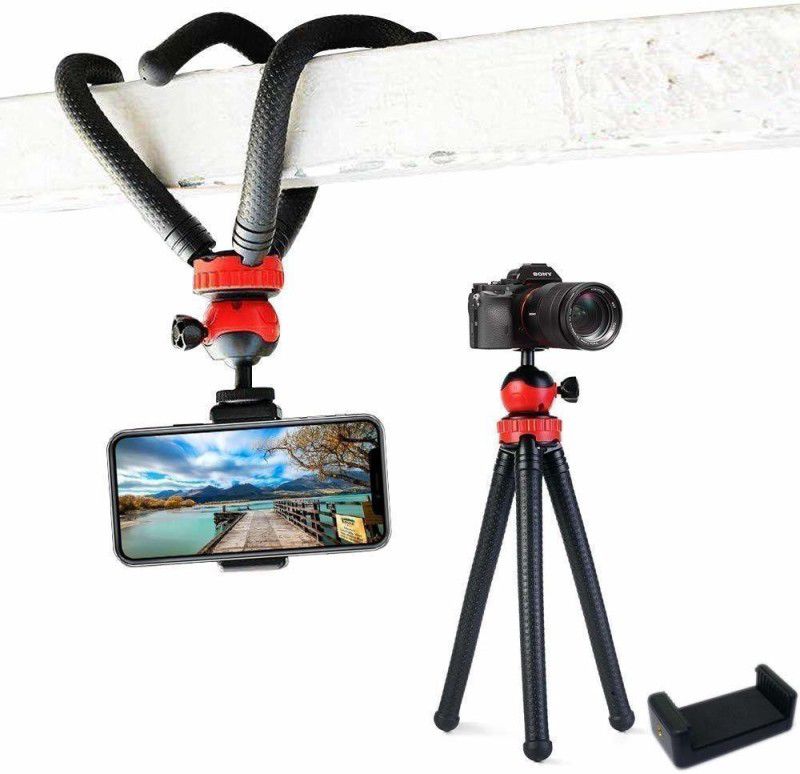 delphine AMAZING PRO Tripod for Mobile Flexible Mobile Tripod Tripod Ball Head  (RED AND BLACK, Supports Up to 1200 g)
