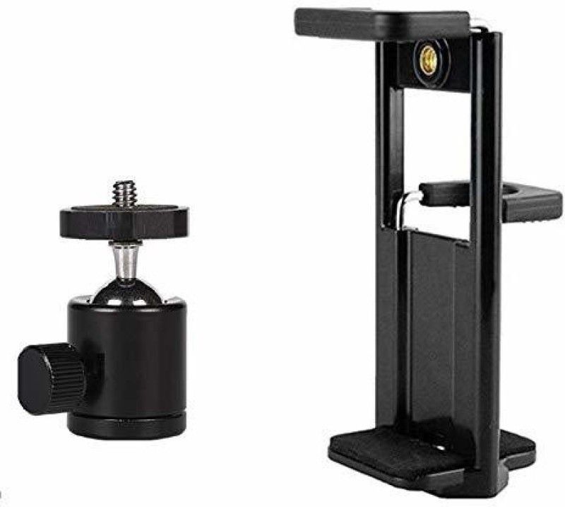 Aklin Boky Tripod Ball Head with IPad Tablet Mobile Holder Dual Side Bracket clip Mount Adapter Tripod Ball Head, Tripod Bracket  (Black, Supports Up to 900 g)