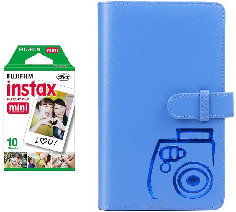 FUJIFILM Instax Mini 10x1 Sheets Instant Film with Cobalt blue Album 96 Sheets Film Roll  (Yes 800 ISO Pack of 1)
