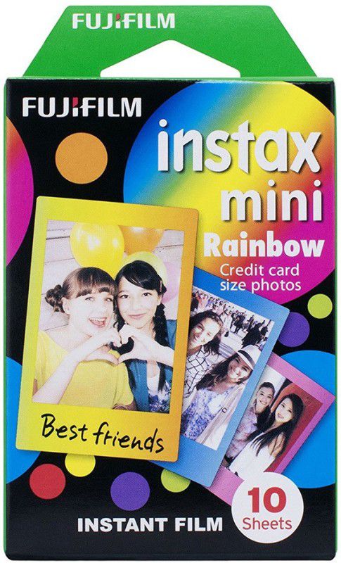 FUJIFILM Instax Mini Stripe, Rainbow, Macaron 30 Shots (10x3) with 20 Stickers Instant Film Roll  (Yes 800 ISO Pack of 4)
