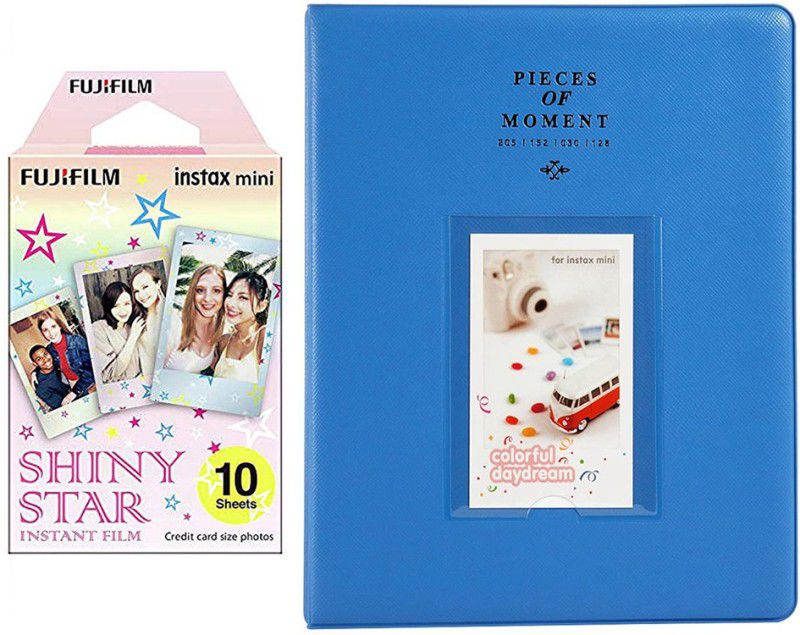 FUJIFILM Mini 10X1 shiny star Instant Film With 128-sheet Cobalt Blue Album for mini Film Roll  (Yes 800 ISO Pack of 1)