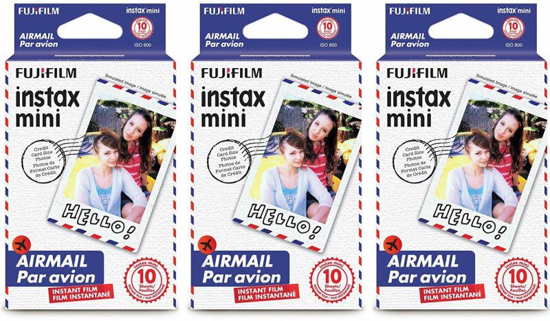 FUJIFILM Instax Mini Airmail (10X3) Film Roll  (Yes 800 ISO Pack of 3)