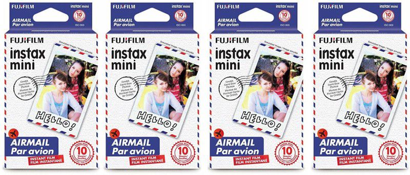 FUJIFILM Instax Mini Airmail (10X4) Film Roll  (Yes 800 ISO Pack of 4)