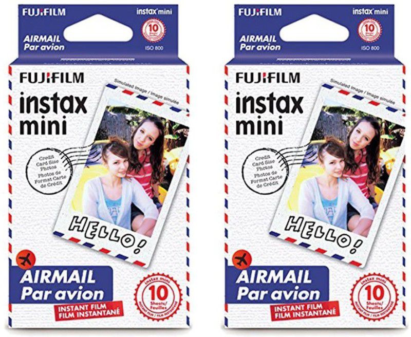 FUJIFILM Instax Mini Airmail (10X2) Film Roll  (Yes 800 ISO Pack of 2)