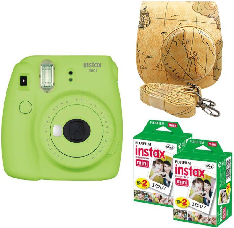 FUJIFILM Mini 9 Lime Green With Map Case & 40 Shots Instant Camera  (Green)