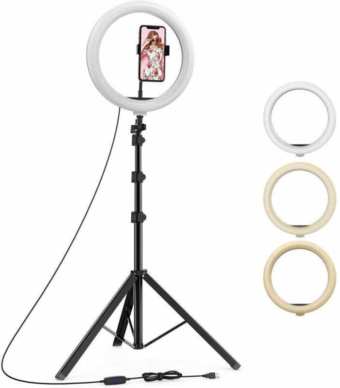 JOKIN 10 inch ring Selfie Flash With Tripod  (Adjustable Brightness White, Black)