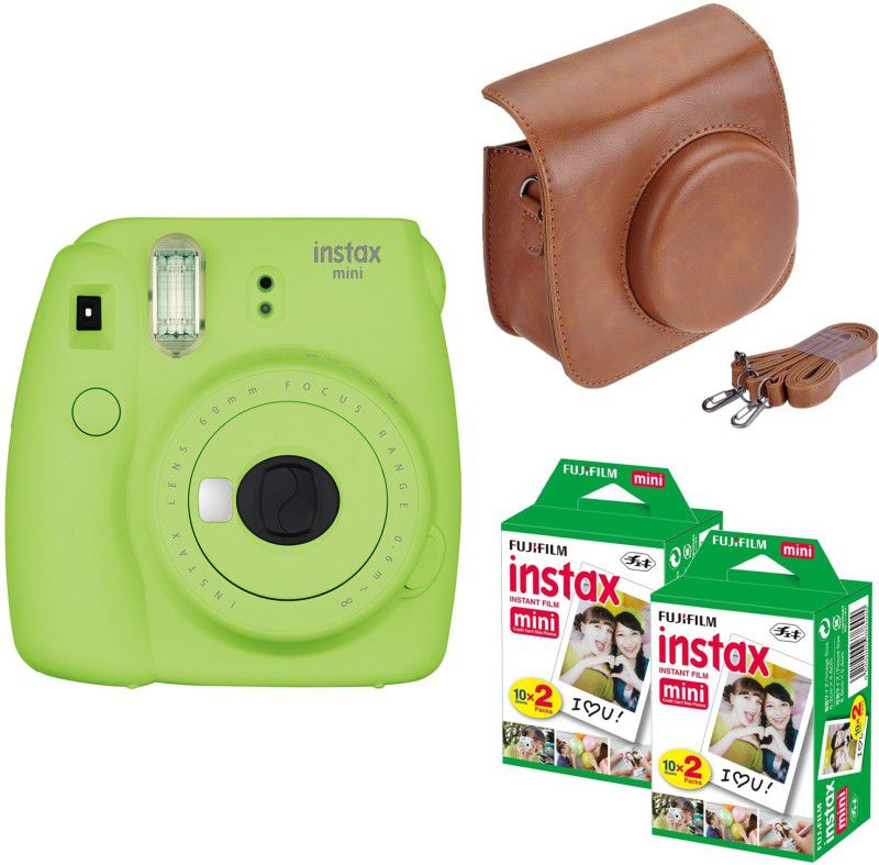 FUJIFILM Mini 9 Lime Green with Brown case 40 Shots Instant Camera  (Green)