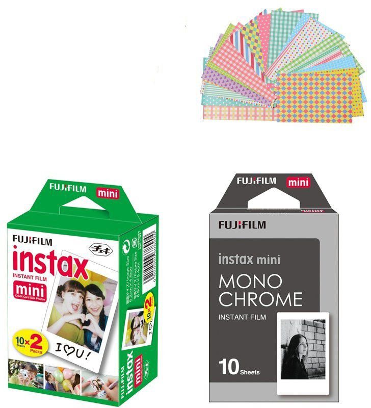 FUJIFILM Instax Mini White (10X2) Or Monochrome (10X1) Film Roll  (Yes 800 ISO Pack of 2)