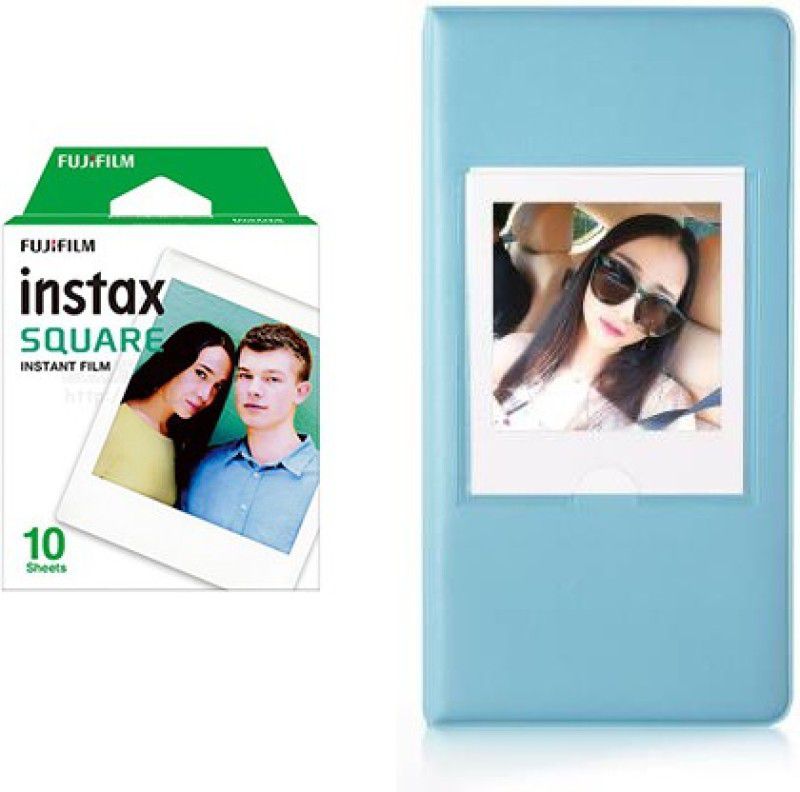 FUJIFILM square 10X1 normal Instant Film With 64 sheet Blue Album for square Film Roll  (Yes 800 ISO Pack of 1)