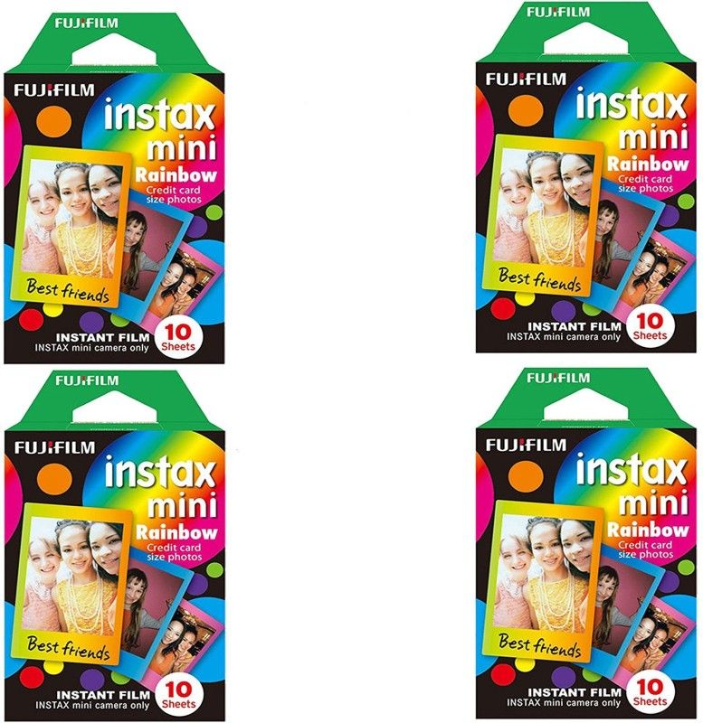 FUJIFILM Instax MIni Rainbow (10X4) Film Roll  (Yes 800 ISO Pack of 4)
