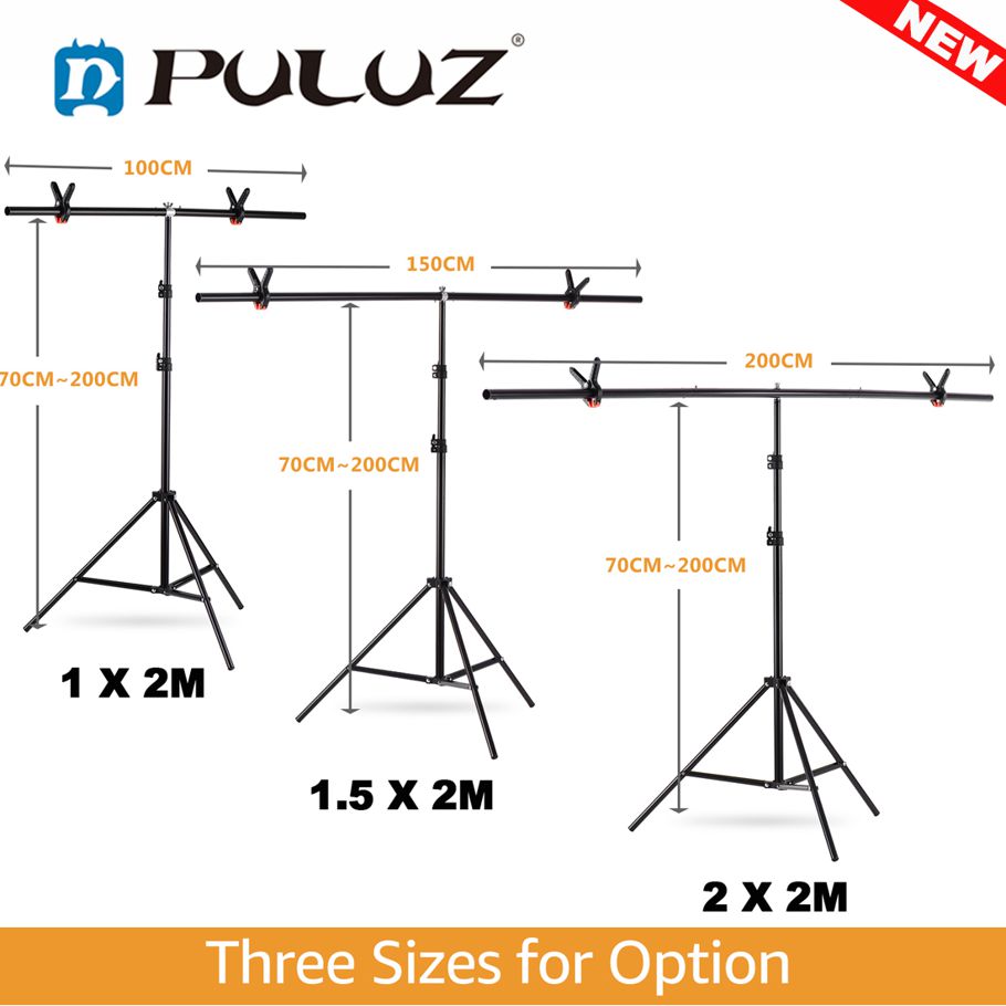 PULUZ 2*2M,1.5*2M,1*2M Photo Backdrop Aluminum Alloy Stand Background Stand Backdrop Support System Stand Kit Adjustable Muslin Photography Holder Light Stand for Photography Studio Equipment with Cross Bar Carrying Bag