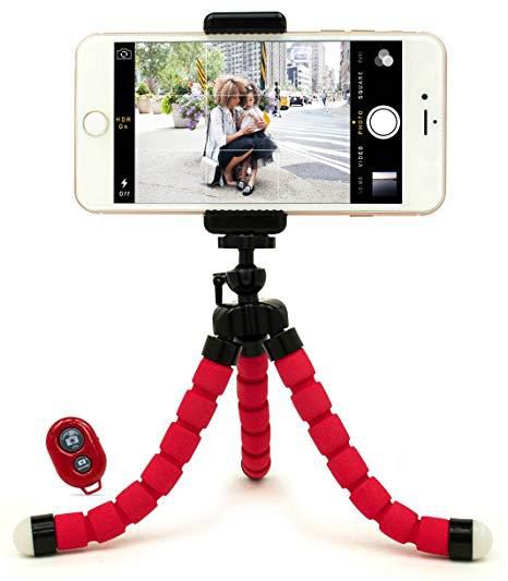 Mobile Phone Camera Flexible Octopus Tripod Holder Mount Stand - Red