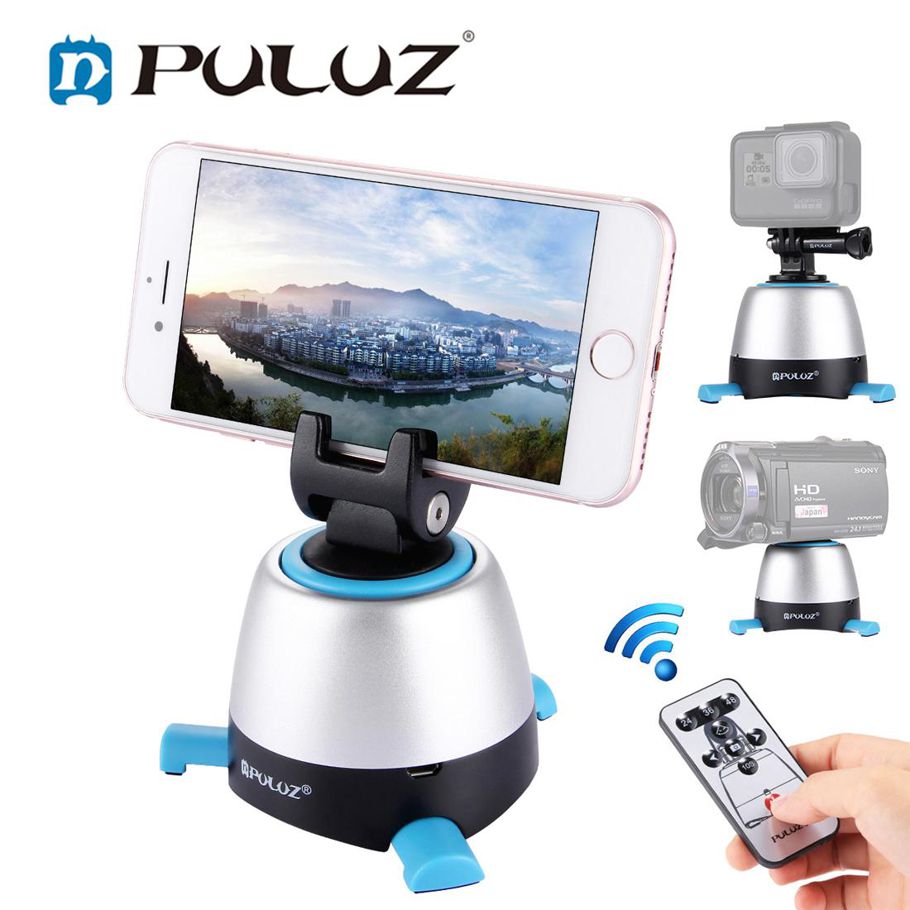 PULUZ Electronic 360 Degree Rotation Panoramic Head + Tripod Mount + Go-Pro Clamp + Phone Clamp with Remote Controller