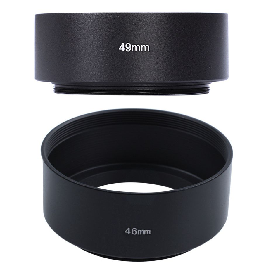 2 Pcs Mount Standard Metal Lens Hood for Canon Nikon Pentax Sony Olympus, 46Mm & 49Mm - Black