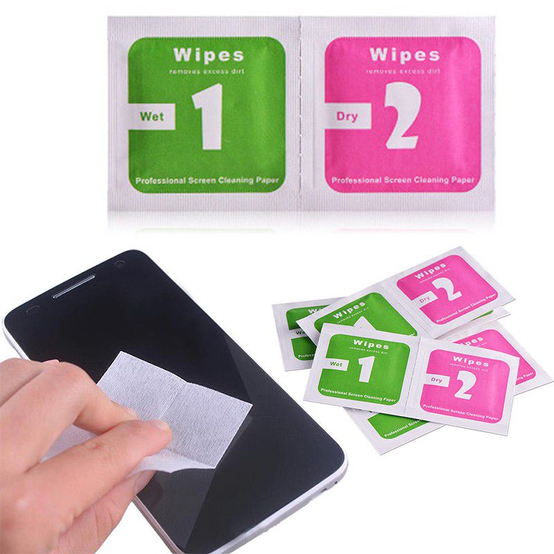 Wipes (1+2) Wet and dry for Cleaning for Screen Glass Cleaner Mobile Tab - 100 Set