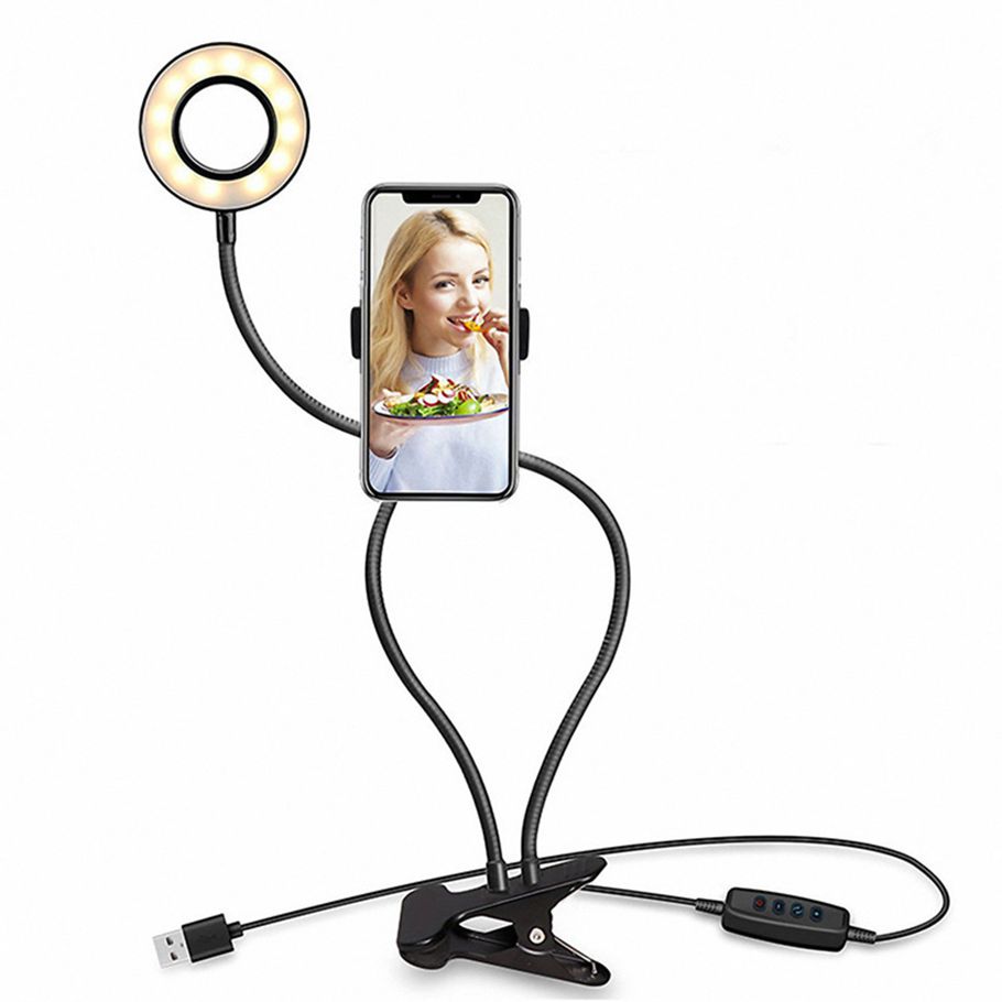 LED Ring Light Portable Storage Folding Selfie Fill Light with Cell Phone Holder for Live Stream and Makeup LED Camera Light