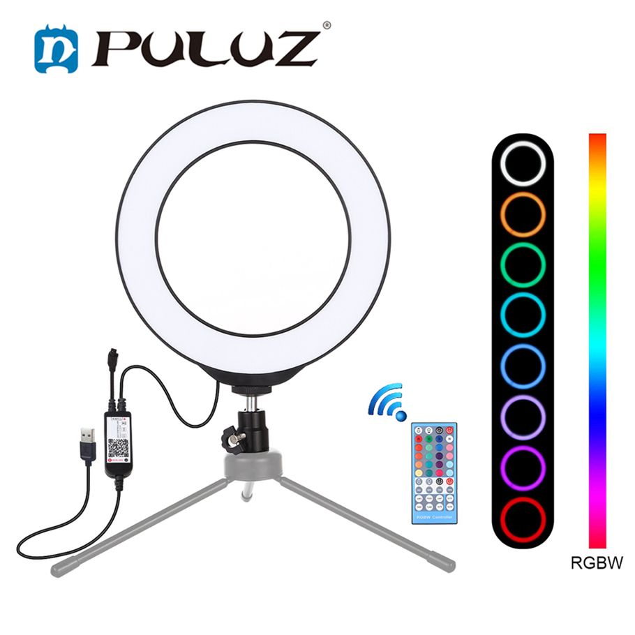 PULUZ 6.2 RGBW Dimmable Led Fill Light Selfie Light Photography Lamp with Re-mote Control Support Samsung,Huawei,Oppo,Apple,Redmi Smartph-one APP Operation for Filling Light Indoors, Beauty & Nail Lighting, Daily Makeup