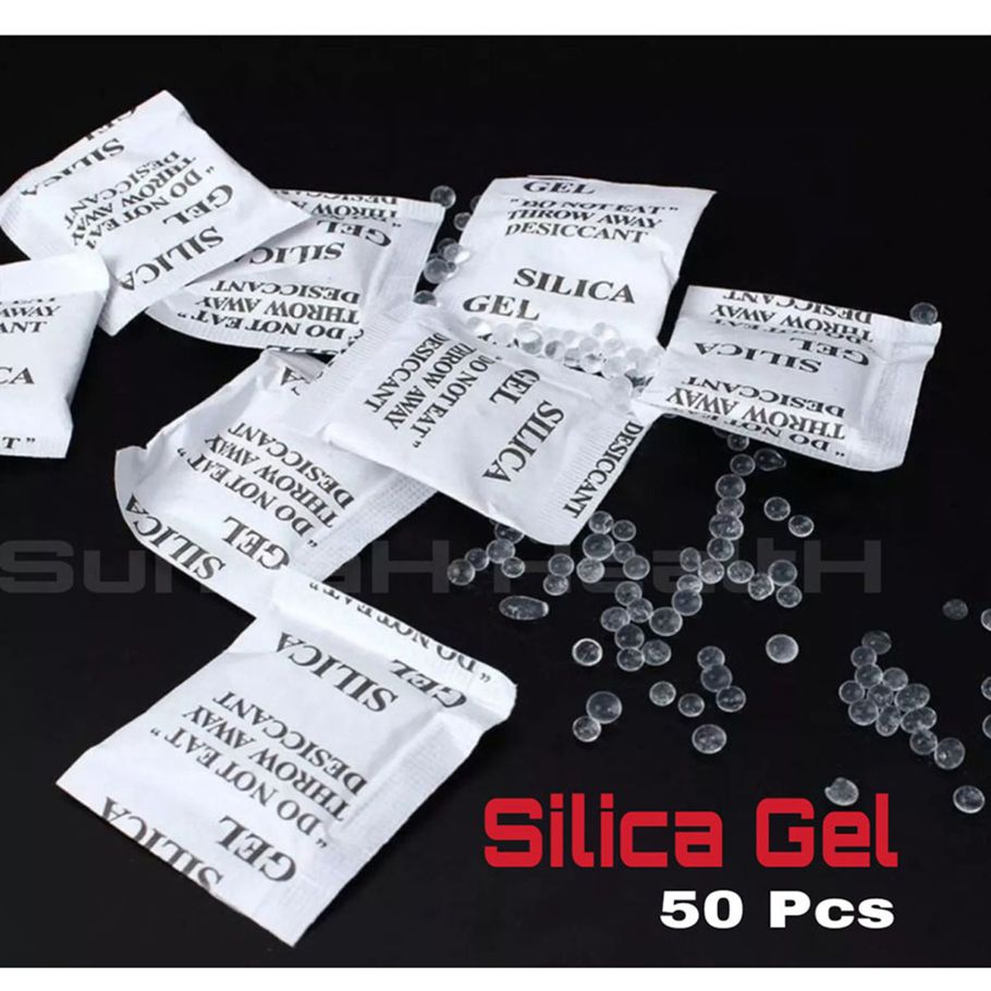 50 Packets (1 Gm Pack) Desiccant White Silica Gel