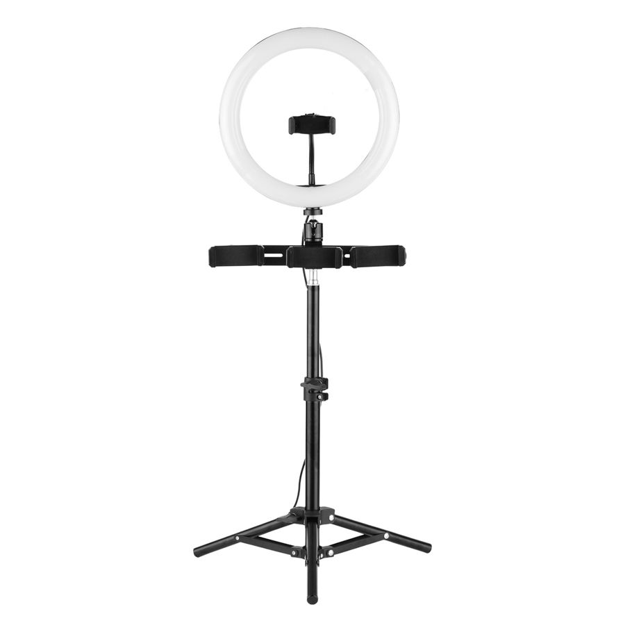 Video Streaming Kit with 10inch LED Ring Light Ball Head Tripod Remote Shutter with 4 Phone Holders