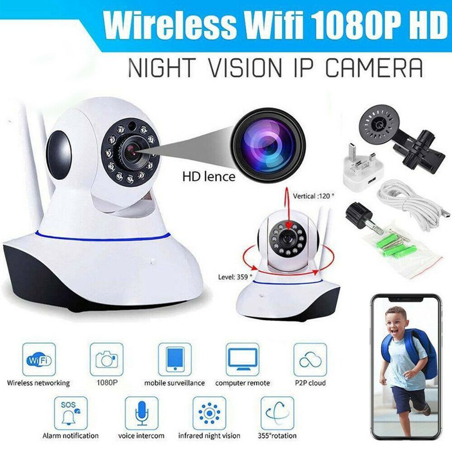V380 2Mp HD 1080P Night Vision Wireless Wifi IP Camera with 2 Way Audio And Upto 64 Gb Sd Card Support