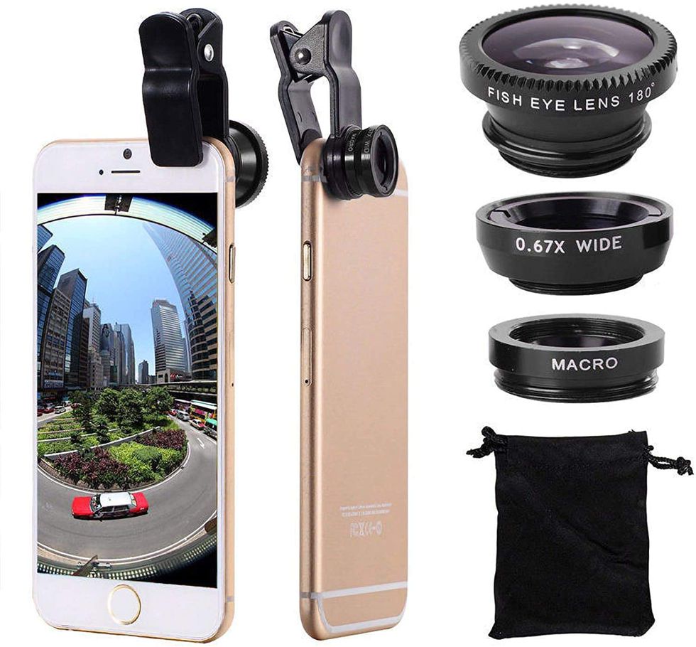Macro Universal Mobile Clip-On Lens,Fish-Eye, Wide-Angle with 3-In-1 Effect - Multicolor