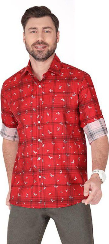 Men Regular Fit Checkered, Printed Spread Collar Casual Shirt