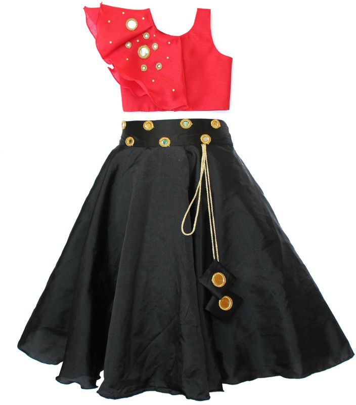 Indi Girls Lehenga Choli Ethnic Wear Embellished Lehenga Choli  (Black, Pack of 1)
