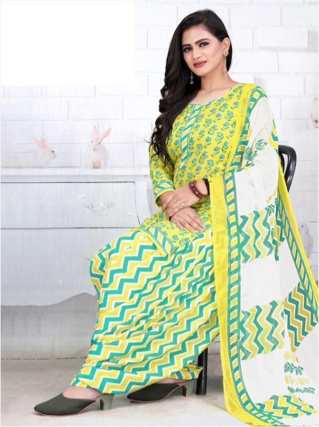 Unstitched Crepe Salwar Suit Material Checkered