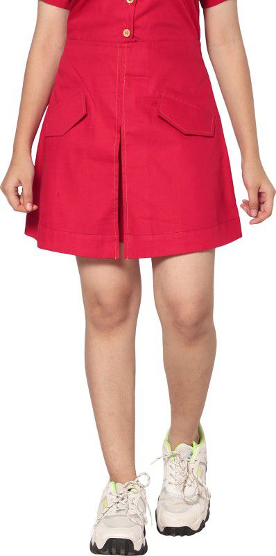 Short For Girls Casual Solid Pure Cotton  (Red, Pack of 1)