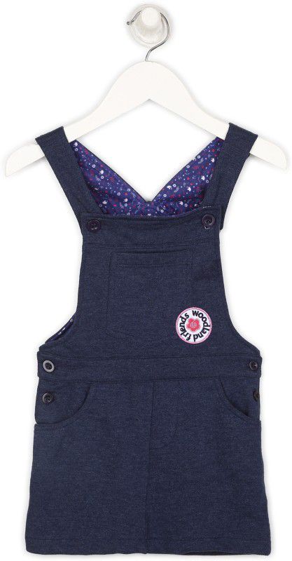 Dungaree For Girls Casual Solid Cotton Blend  (Blue, Pack of 1)