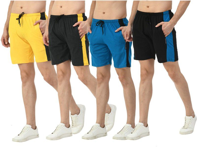 Pack of 4 Solid Men Multicolor Bermuda Shorts