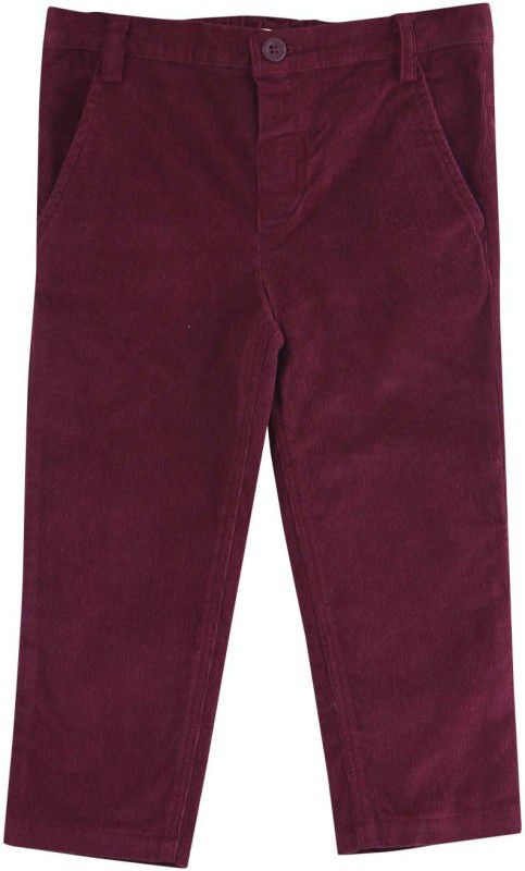 Baby Girls Regular Fit Maroon Cotton Blend Trousers