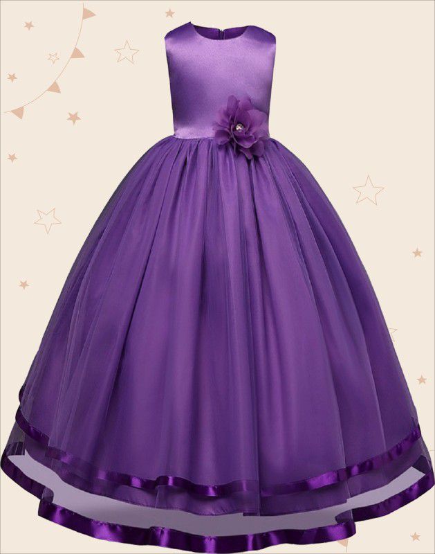 Girls Maxi/Full Length Party Dress  (Purple, Sleeveless)