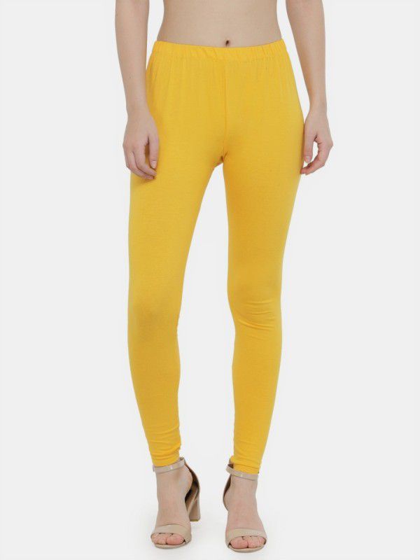 N-gal Ankle Length Ethnic Wear Legging  (Yellow, Solid)