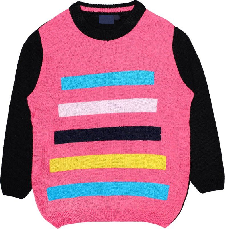 Baby Girls Embroidered Round Neck Multicolor Sweater