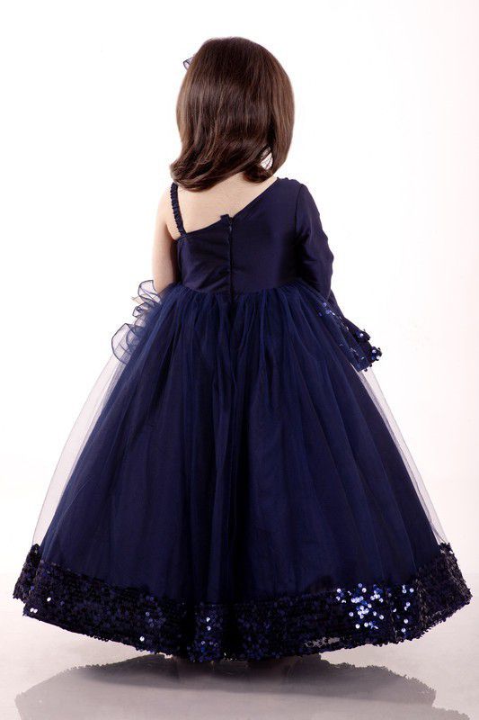 Baby Girls Maxi/Full Length Festive/Wedding Dress  (Dark Blue, Fashion Sleeve)