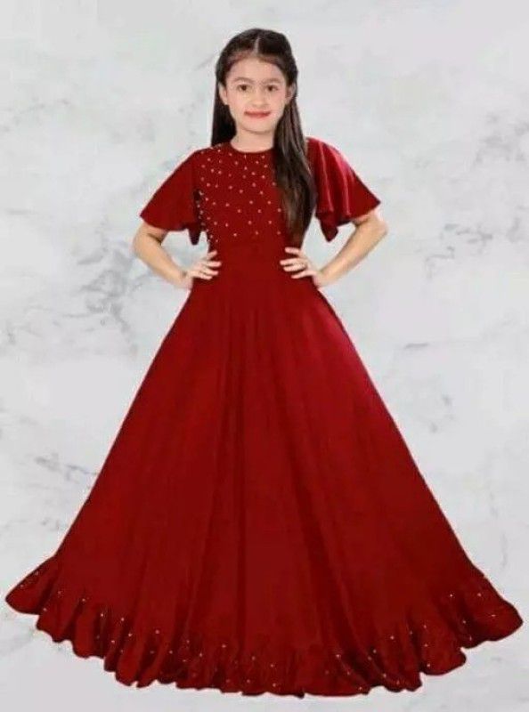 Self Design Rayon Blend Stitched Anarkali Gown  (Maroon)